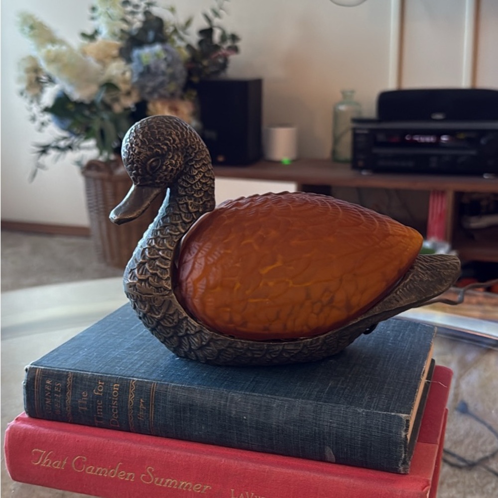 Vintage Duck Sculpture with Amber Accents